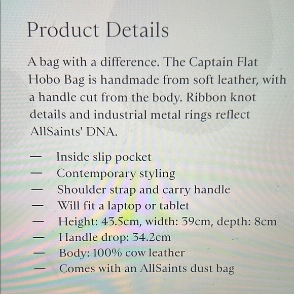 All Saints Captain Leather Flat Hobo Bag - Picture 6 of 11